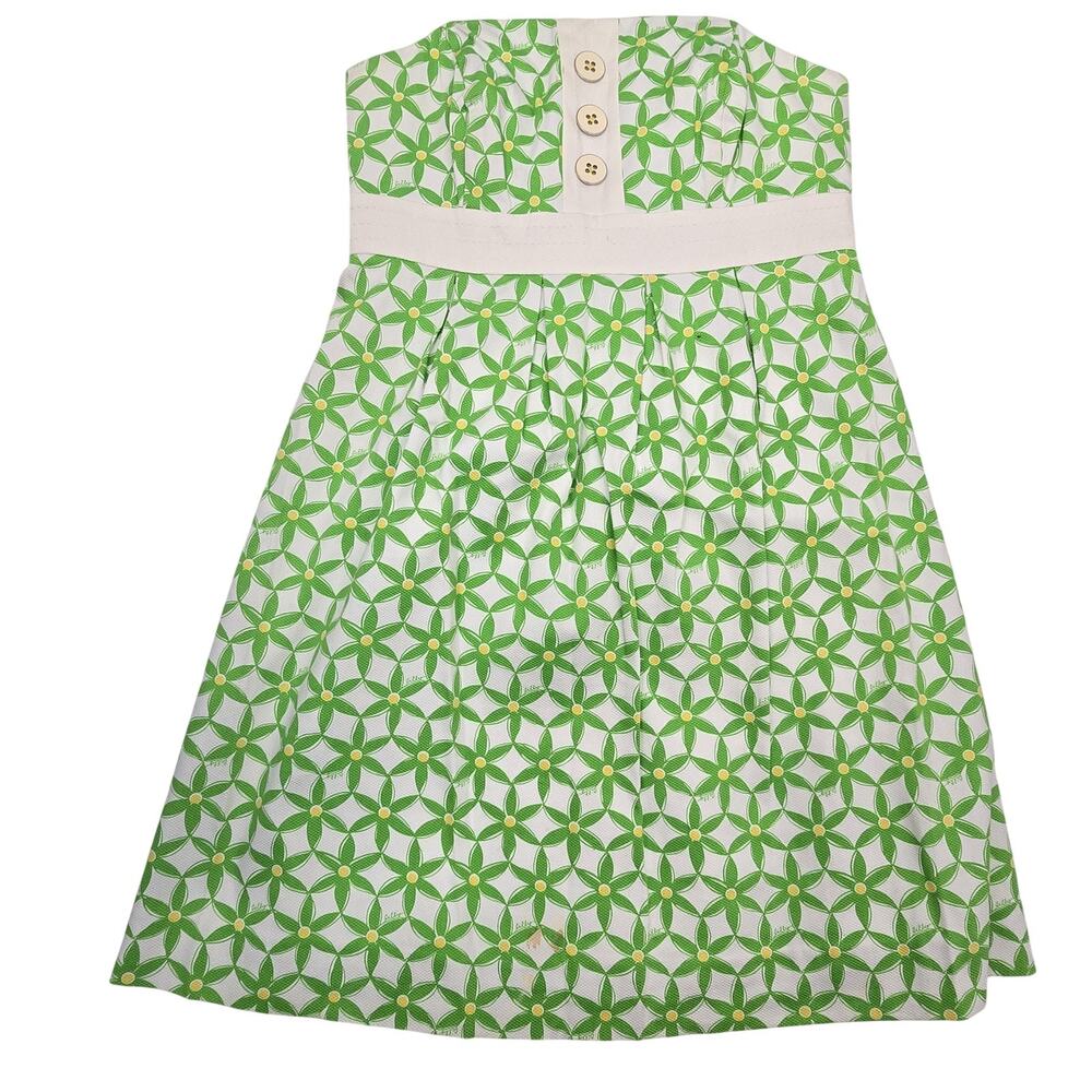 Lilly Pulitzer Dress Womens Green Floral Strapless Fit Flare Size 2